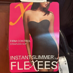 Flexees NWT instant slimmer strapless slip firm control size 34B color: black